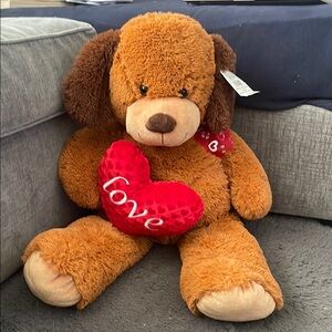 Love is in the Air Standing Plush Dog with Red Heart, Gift, Valentines Gift, NWT